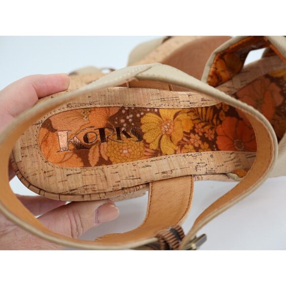 Kork-Ease Korks Calda Sandals Women's 11 Tan Beige Platform Chunky Slingback Y2K - Picture 11 of 13